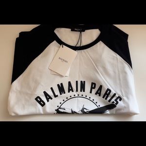 black and white balmain paris cropped tee! Size medium and unworn